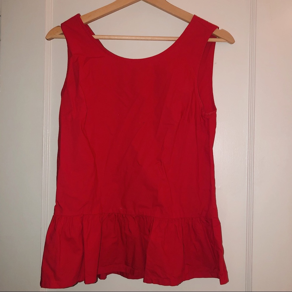 J. Crew Red Bow Back Peplum Tank